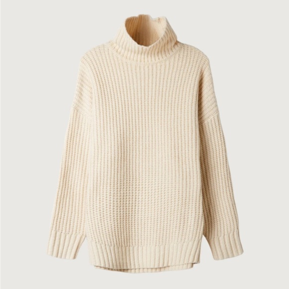 NWT Oak + Fort Chunky Turtleneck Sweater Oatmeal XXS/XS - Picture 16 of 16